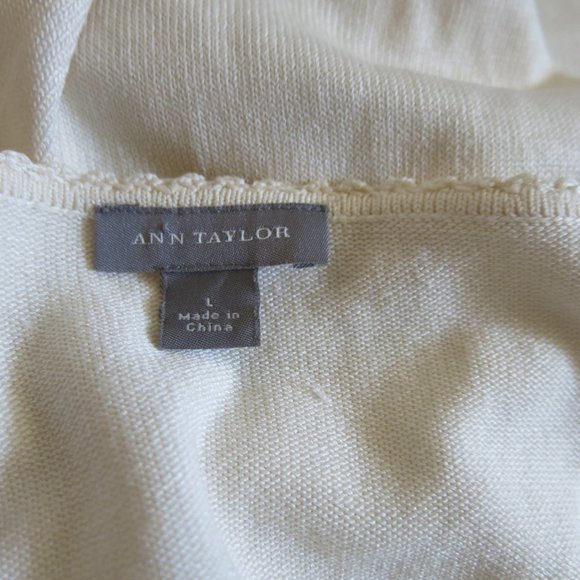 Ann Taylor Beige Button Down Long Sleeve Cardigan Sweater - Size Large - Picture 4 of 5